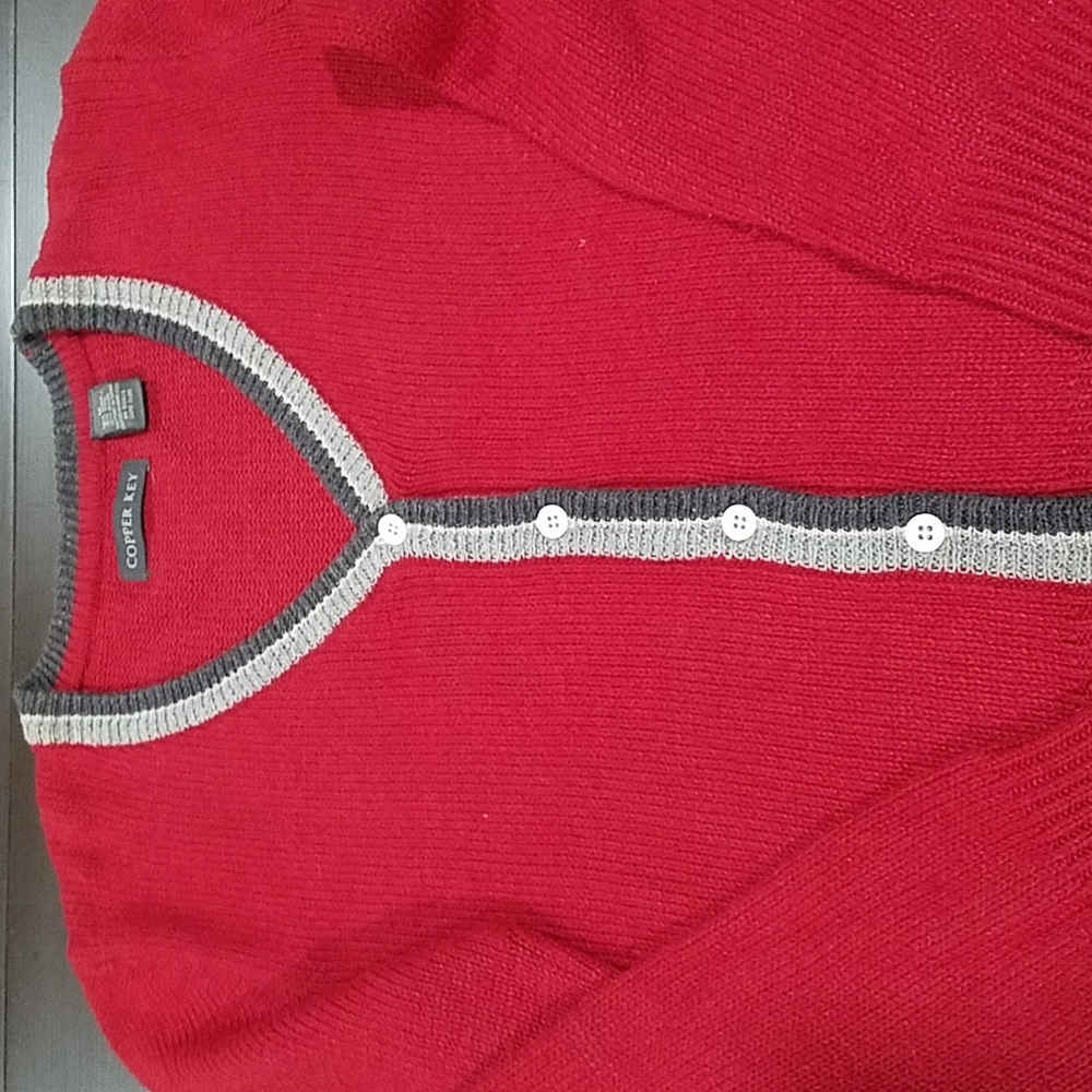 Copper Key Vneck Button Front Cardigan - Picture 2 of 11
